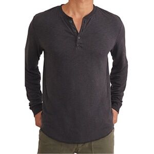 NWT🖤Marine Layer Marine Double Knit Henley Shirt Medium Faded Black